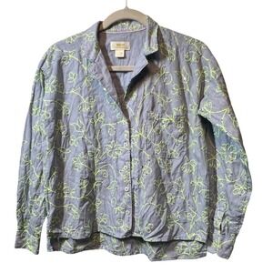 Maeve‎ Anthropologie Embroidered Striped Button Down Shirt Sz 00